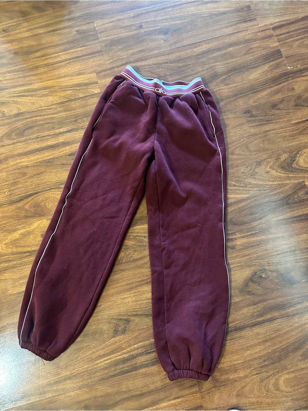 Maroon Track Joggers with Stripe Waistband